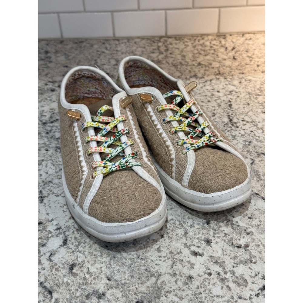 Hey Dude Karina Sneaker Women 8 Nut Brown Excellent Woven Floral Lace Loafer